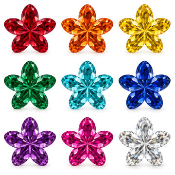 3d rainbow gemstones in the shape of flower for bedazzling jeweled craft elements of crystal rhinestone