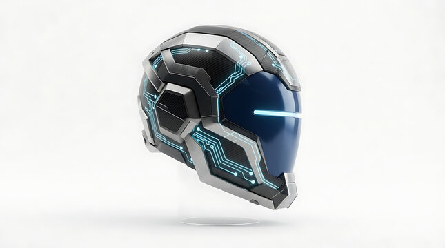 Futuristic Cyber Armor Helmet Profile View