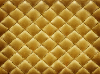 Obraz premium Golden quilted leather texture background with seamless diamond pattern.