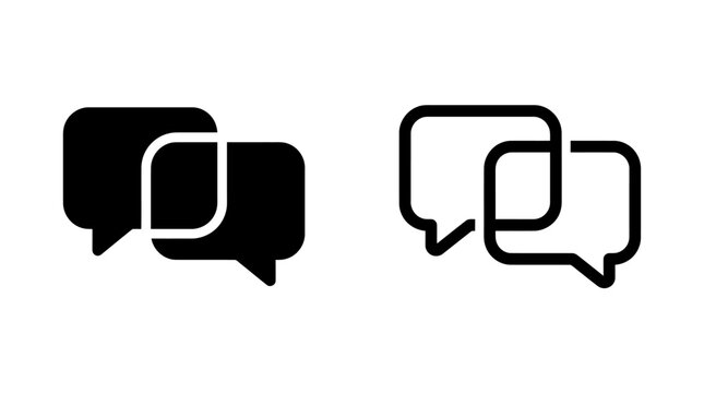 Overlapping chat speech bubbles icon set with communication