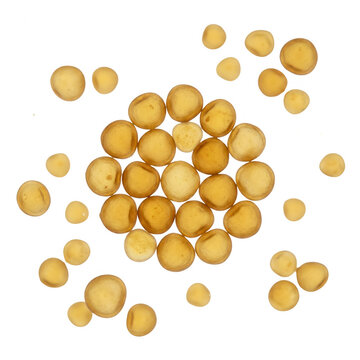 Graines de moutarde jaune isol&eacute;es sur fond blanc