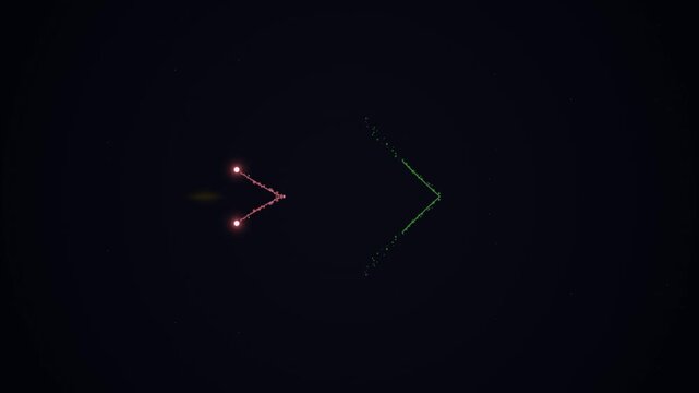 Glowing digital pointers or directional arrows with neon light effects against a dark background