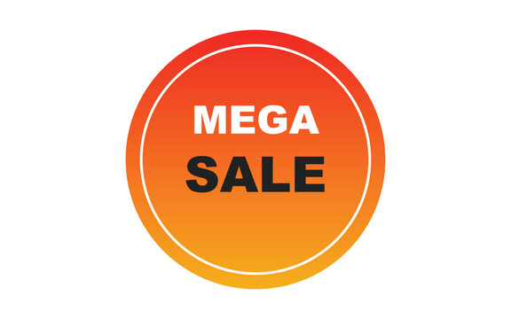 Red and orange mega sale circular label for retail events.