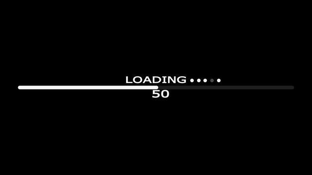 Digital White colors loading vertical bar animation on black background