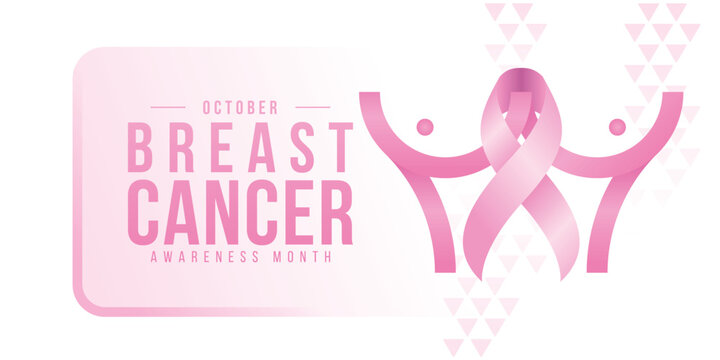 Breast cancer awareness month - Pink ribbon awareness cross line breast shape vector design