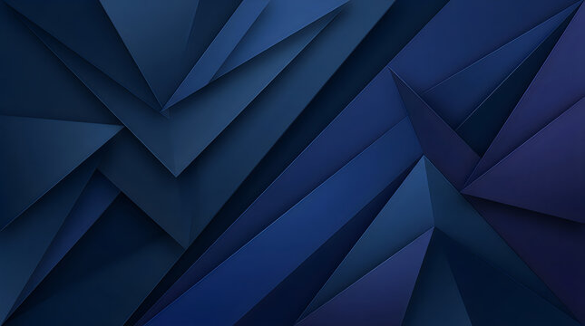 Abstract dark blue geometric background with overlapping triangular shapes and paper layers.