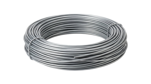 Coiled Metal Wire Roll Isolated on White Background for Industrial and Craft Use