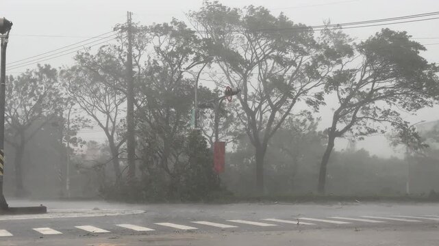 Hurricane Eyewall Brings Powerful Winds And Torrential Rain At Landfall