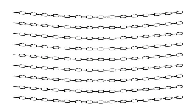 Rows of dark metal chains hang in a subtle repeating pattern