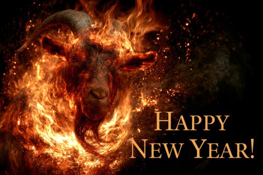 Burning goat representing chinese new year zodiac sign