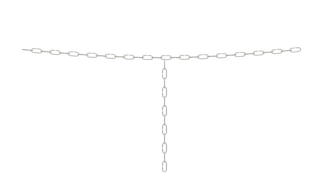 A single chain link dangles down from a horizontal chain line