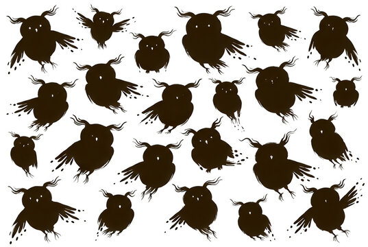 Eulen Silhouetten Muster