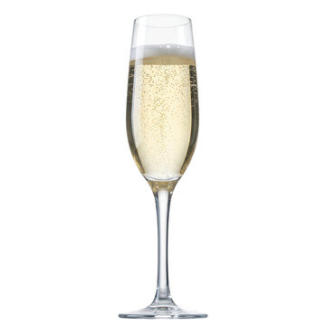 Ein Glas Champagner oder Sekt vor wei&szlig;em Hintergrund