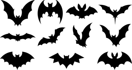 Fototapeta premium Silhouette of a Bat Flying at Night for Halloween Decorations