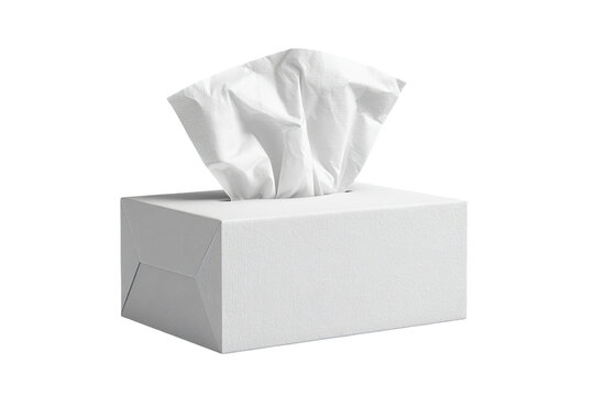 Highly realistic tissue box, centered composition, clean crisp edges, isolated on transparent background, sharp focus, realistic texture, professional studio lighting, premium PNG asset