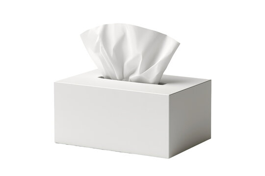 Highly realistic tissue box, centered composition, clean crisp edges, isolated on transparent background, sharp focus, realistic texture, professional studio lighting, premium PNG asset