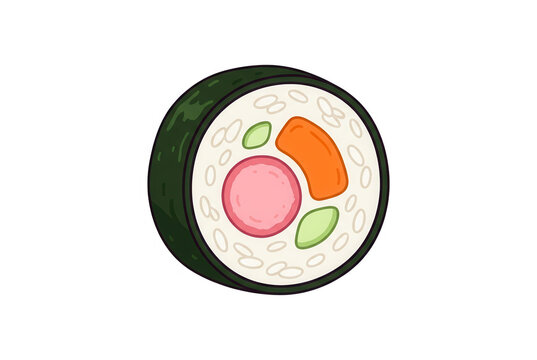 Ilustraci&oacute;n de un rollo de sushi maki aislado en fondo blanco