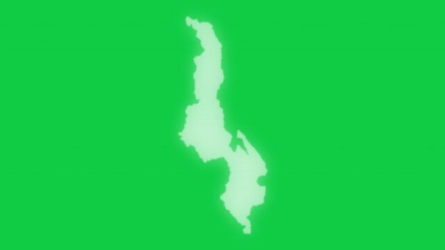Malawi VHS old screen effect map pop animation green background