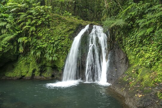 Cascade aux Ecrevisses waterfall in Guadeloupe National Park, Basse-Terre, Guadeloupe, France