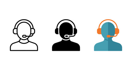 Fototapeta premium Customer support agent icon with headset and microphone