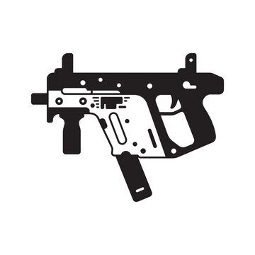 Minimal Scandinavian Geometric Submachine Gun Vector Art for Editorial Lifestyle Design