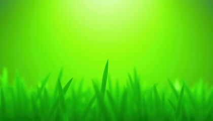 Fototapeta premium Bright green grass blades with glowing light effect background, texture nature