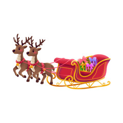 Illustration of Santa's Sleigh with Two Reindeer - 1 © NDY