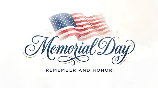Memorial day greeting card design honoring fallen soldiers and american veterans with a patriotic flag illustration