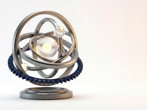 Mechanical orrery model illustrating celestial body movement in astronomy