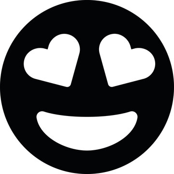 Black smiling face with heart eyes emoji icon transparent PNG