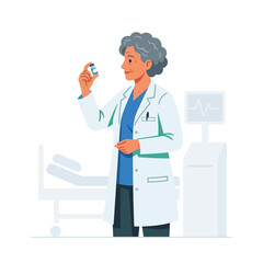 Obraz premium Experienced Doctor Examining Medical Vial In Hospital Setting