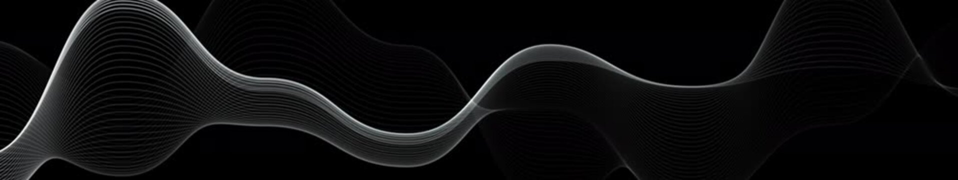 Black wave animation. Smooth flowing curves with subtle highlights moving across a dark background.