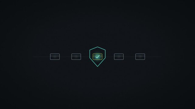 Payment cards flowing continuously past an AI shield icon monitoring transactions for fraud