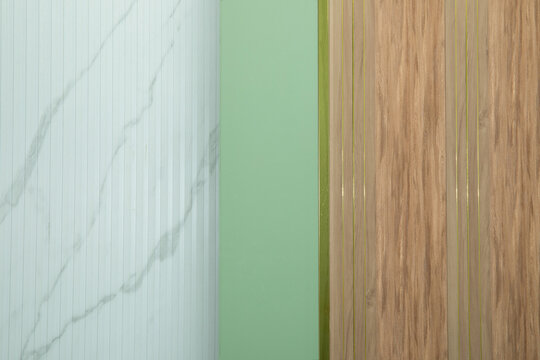 Vertical sections reveal smooth marble and warm wood textures