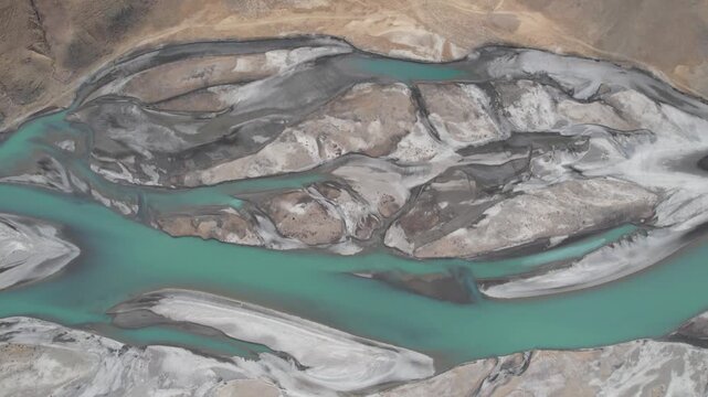 Aerial Drone Footage of Yarlung Tsangpo River in Tibet