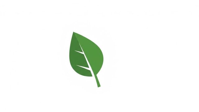Green leaf icon with smooth motion on a clean white background, symbolizing nature and eco energy.