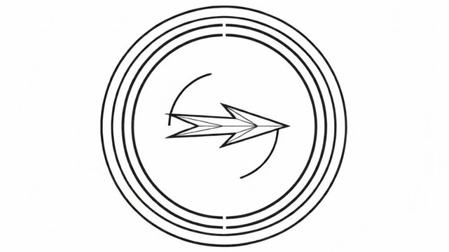Minimal direction arrow icon with smooth motion inside a round frame on a clean white background.