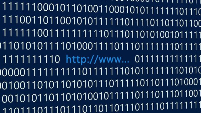HTTP text or word with digital binary animation made in After Effects for digital world technology concept, representing web protocols, hypertext data transfer, and online network communication.