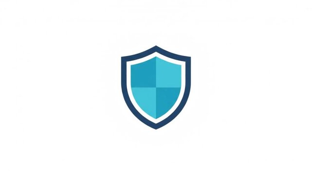 Blue shield icon with smooth motion on a clean white background, representing security and protection.