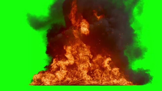 Fire Explosion Green Screen Oil Rig Burning Smoke VFX Overlay