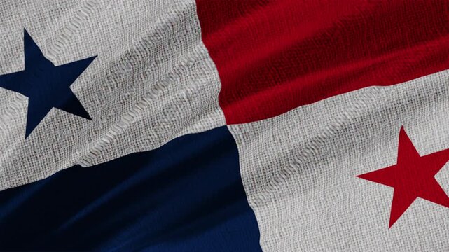 Panama Flag Animation With Fabric Texture 