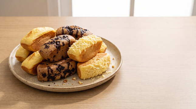 Traditional Indonesian sweet street food snack called Kue Pukis served on a plate.