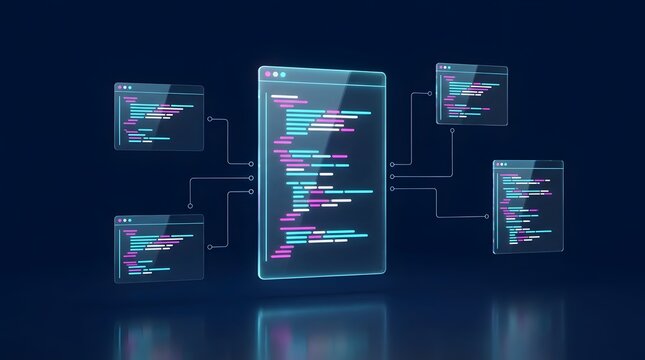 Abstract digital concept of software development and data architecture
