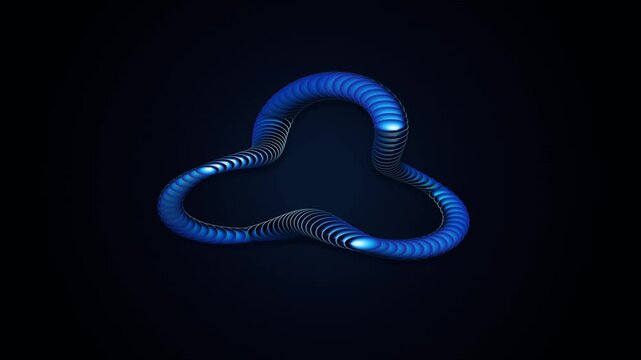 Abstract blue glowing torus loop, futuristic neon geometric ring animation, high-tech digital energy circle for motion graphics