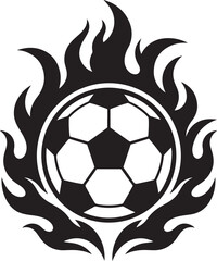 Fototapeta premium Flaming Soccer Ball Silhouette With Fire Sports Logo Icon Illustration