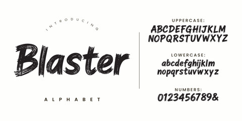 Blaster aggressive grunge alphabet font with wild textured letters for dynamic posters © happy