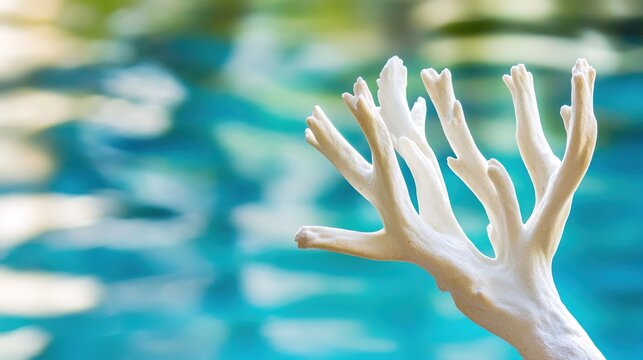 bleached. Bleached coral skeleton in clear turquoise water under bright sunlight. ESG reports, sustainability campaigns, designed for environmental awareness campaigns.