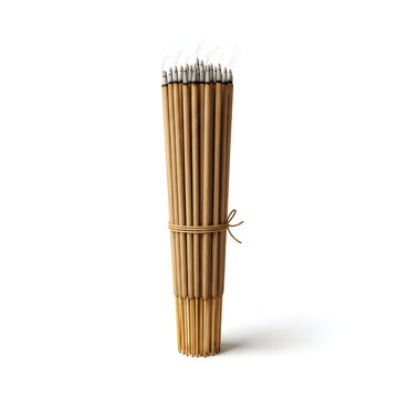 A bundle of many wooden pencils tied together with a simple brown string for school or office work