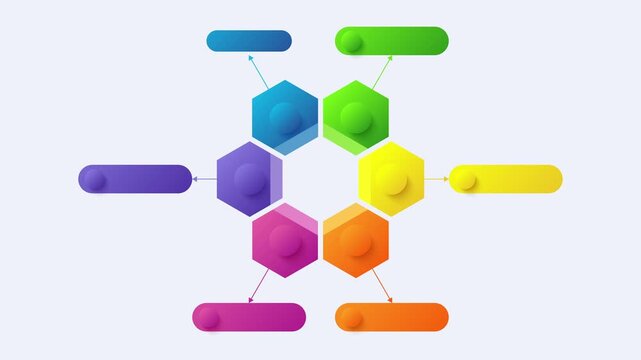 Animated infographic template design with six options or steps