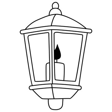 Classic garden lantern outline icon for design